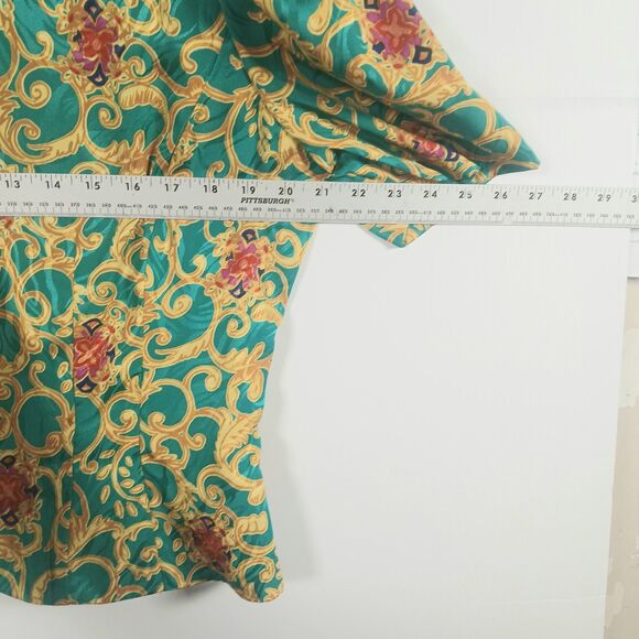 Papèll Boutique Vintage Green Gold Floral Two Piece Jacket And Skirt Set 14 EUC - Picture 11 of 16